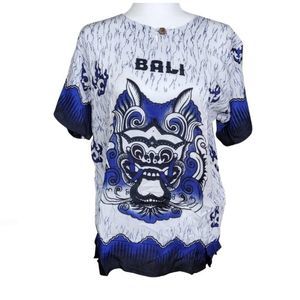 NEW! Bali Beach Summer Tshirt 100% Cotton - Blue Barong